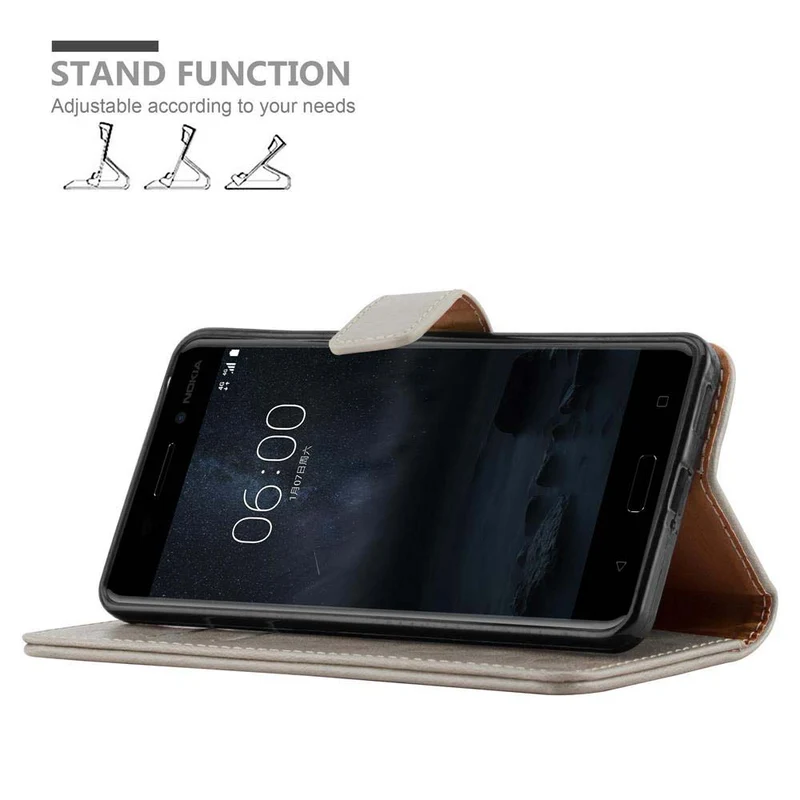 Cadorabo Hülle kompatibel mit Nokia 6 2017 Schutzhülle mit Magnetverschluss, Standfunktion und Kartenfach