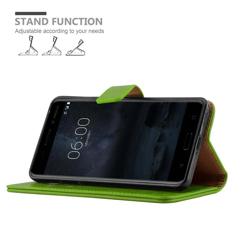 Cadorabo Hülle kompatibel mit Nokia 6 2017 Schutzhülle mit Magnetverschluss, Standfunktion und Kartenfach