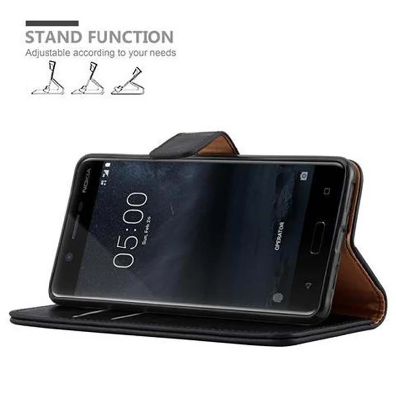 Cadorabo Hülle kompatibel mit Nokia 5 2017 Schutzhülle mit Magnetverschluss, Standfunktion und Kartenfach