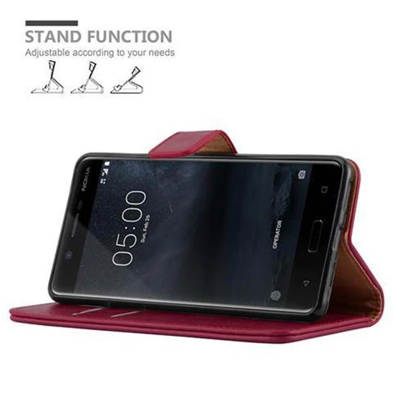 Cadorabo Hülle kompatibel mit Nokia 5 2017 Schutzhülle mit Magnetverschluss, Standfunktion und Kartenfach