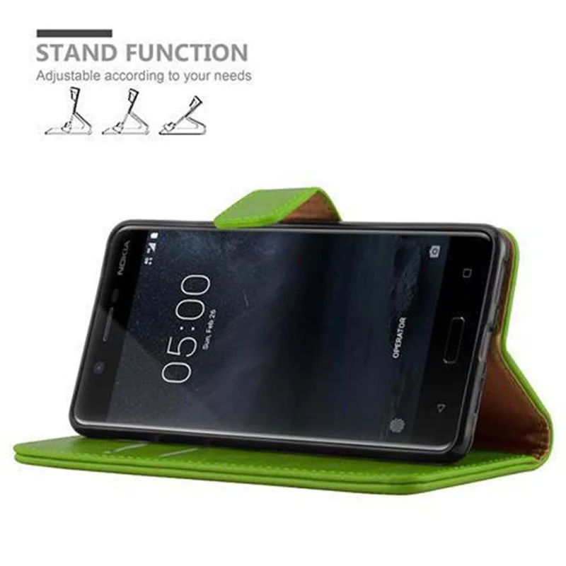 Cadorabo Hülle kompatibel mit Nokia 5 2017 Schutzhülle mit Magnetverschluss, Standfunktion und Kartenfach