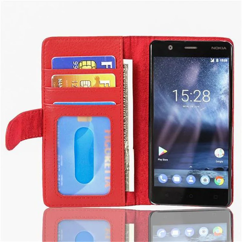 Cadorabo Hülle kompatibel mit Nokia 3 2017 Schutzhülle mit Magnetverschluss und 3 Kartenfächern