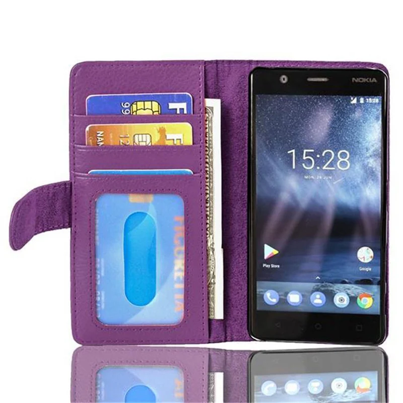 Cadorabo Hülle kompatibel mit Nokia 3 2017 Schutzhülle mit Magnetverschluss und 3 Kartenfächern