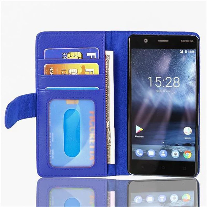 Cadorabo Hülle kompatibel mit Nokia 3 2017 Schutzhülle mit Magnetverschluss und 3 Kartenfächern
