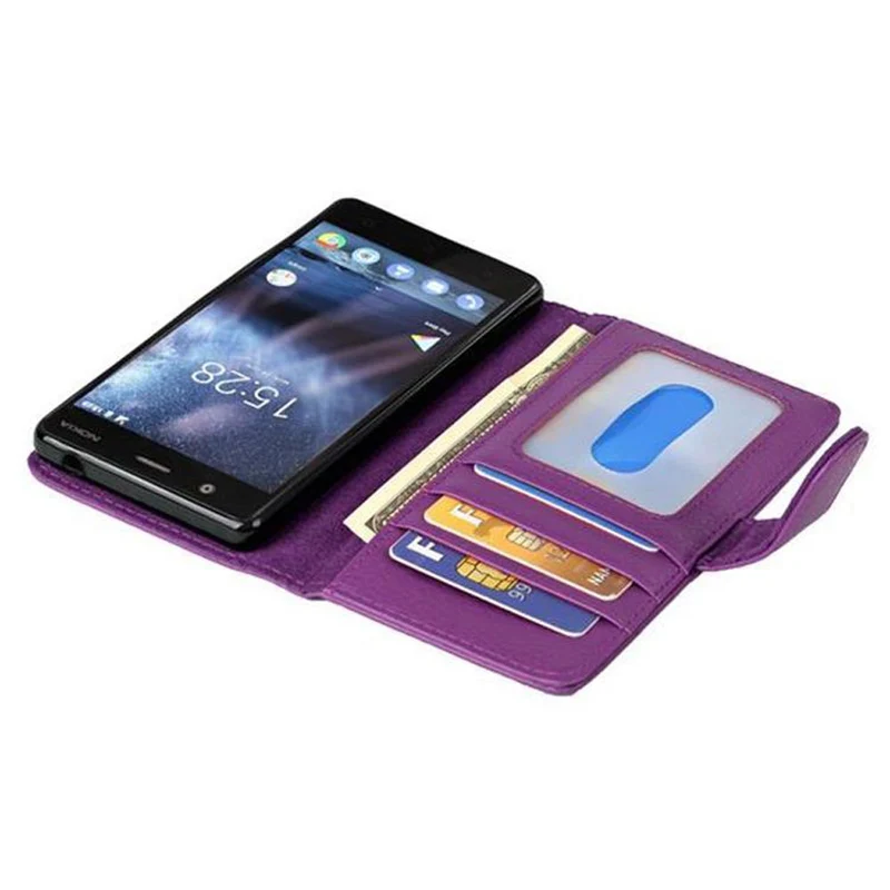 Cadorabo Hülle kompatibel mit Nokia 3 2017 Schutzhülle mit Magnetverschluss und 3 Kartenfächern