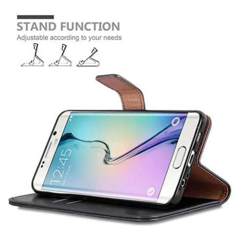 Cadorabo Hülle kompatibel mit Samsung Galaxy S6 EDGE Schutzhülle mit Magnetverschluss, Standfunktion und Kartenfach