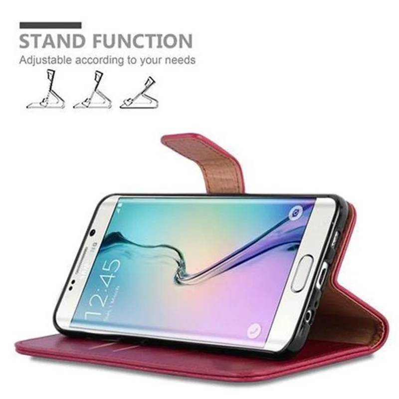 Cadorabo Hülle kompatibel mit Samsung Galaxy S6 EDGE Schutzhülle mit Magnetverschluss, Standfunktion und Kartenfach