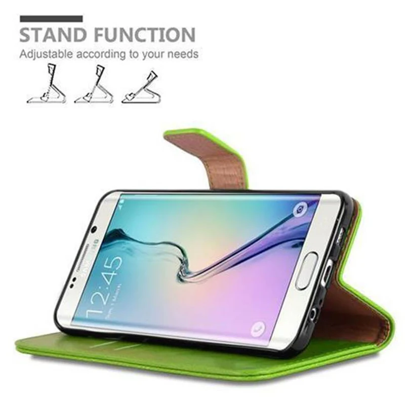Cadorabo Hülle kompatibel mit Samsung Galaxy S6 EDGE Schutzhülle mit Magnetverschluss, Standfunktion und Kartenfach