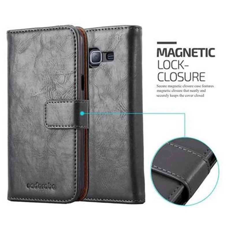 Cadorabo Hülle kompatibel mit Samsung Galaxy J3 2016 Schutzhülle mit Magnetverschluss, Standfunktion und Kartenfach