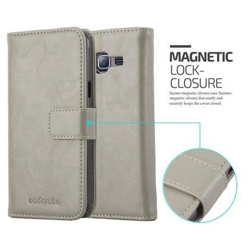 Cadorabo Hülle kompatibel mit Samsung Galaxy J3 2016 Schutzhülle mit Magnetverschluss, Standfunktion und Kartenfach