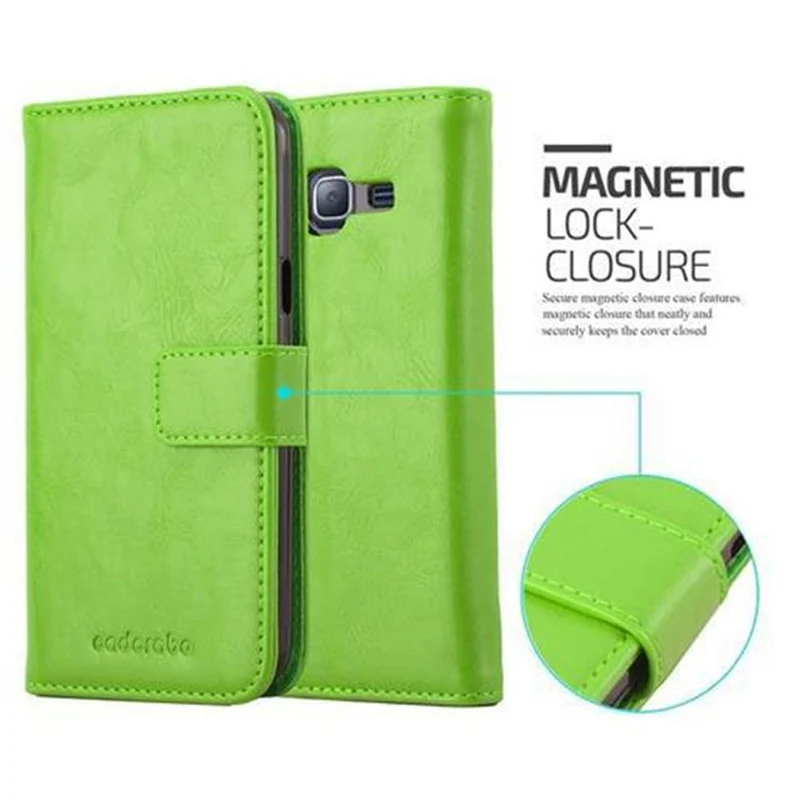Cadorabo Hülle kompatibel mit Samsung Galaxy J3 2016 Schutzhülle mit Magnetverschluss, Standfunktion und Kartenfach