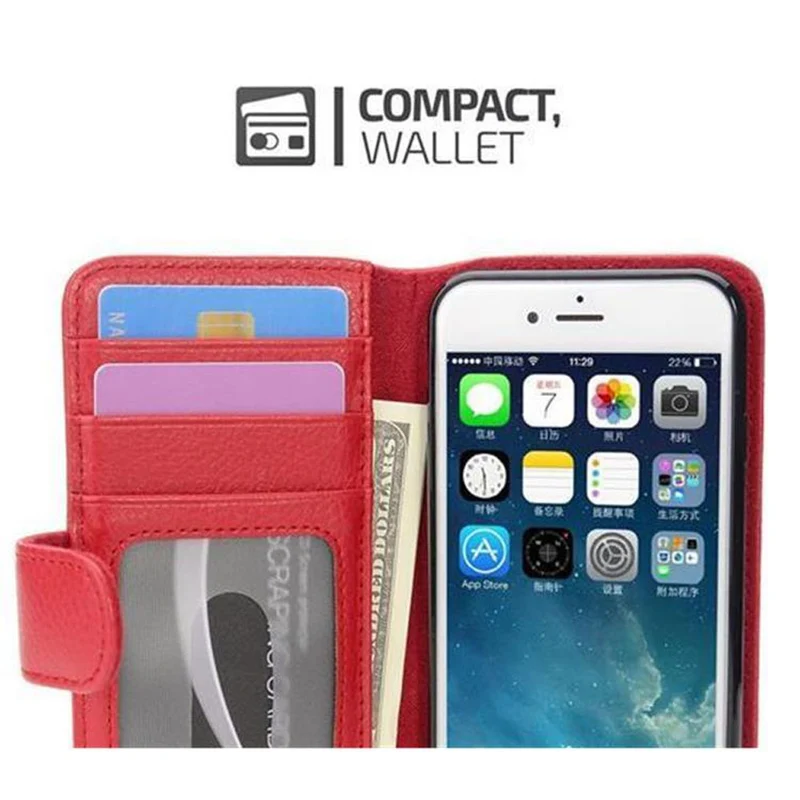 Cadorabo Hülle kompatibel mit Apple iPhone 7 / 7S / 8 / SE 2020 Schutzhülle mit Magnetverschluss und 3 Kartenfächern