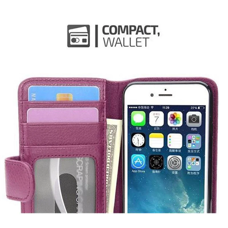 Cadorabo Hülle kompatibel mit Apple iPhone 7 / 7S / 8 / SE 2020 Schutzhülle mit Magnetverschluss und 3 Kartenfächern