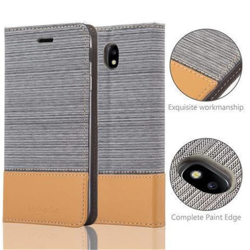 Cadorabo Hülle kompatibel mit Samsung Galaxy J3 2017 Schutzhülle mit Magnetverschluss, Standfunktion und Kartenfach