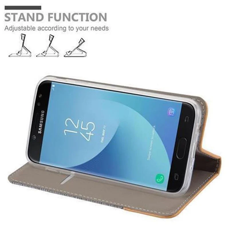 Cadorabo Hülle kompatibel mit Samsung Galaxy J3 2017 Schutzhülle mit Magnetverschluss, Standfunktion und Kartenfach