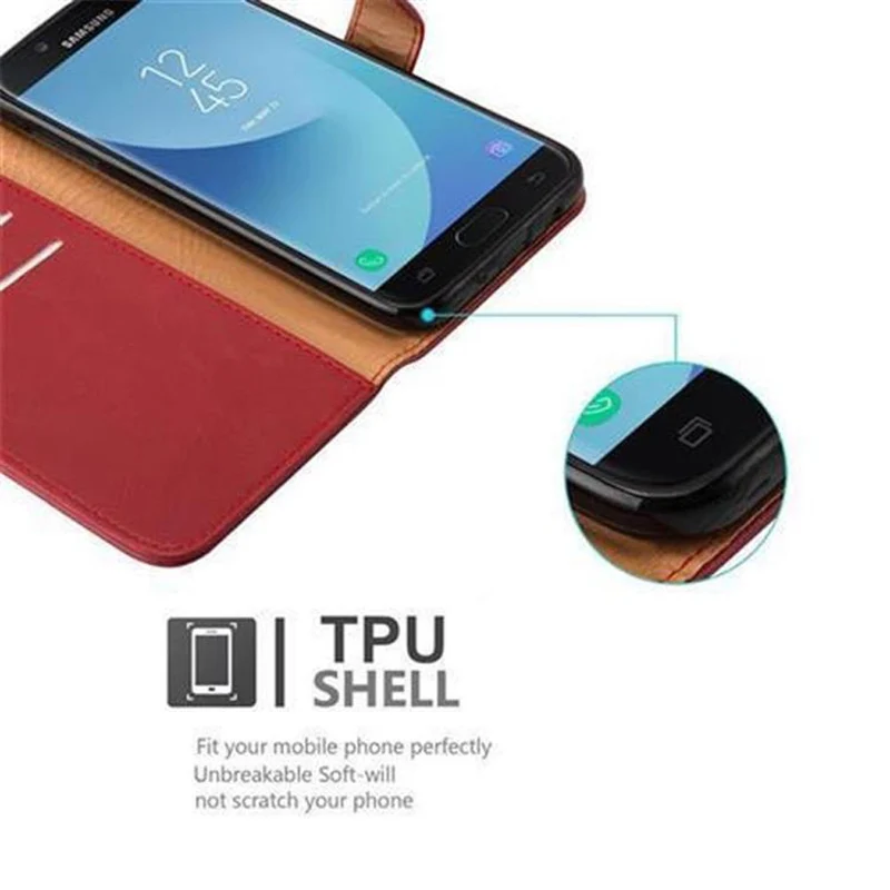 Cadorabo Hülle kompatibel mit Samsung Galaxy J7 2017 / J7 PRO Schutzhülle mit Magnetverschluss, Standfunktion und Kartenfach