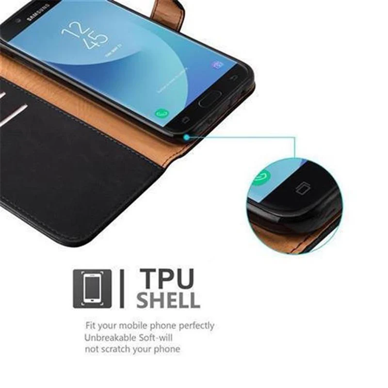 Cadorabo Hülle kompatibel mit Samsung Galaxy J5 2017 / J5 PRO Schutzhülle mit Magnetverschluss, Standfunktion und Kartenfach