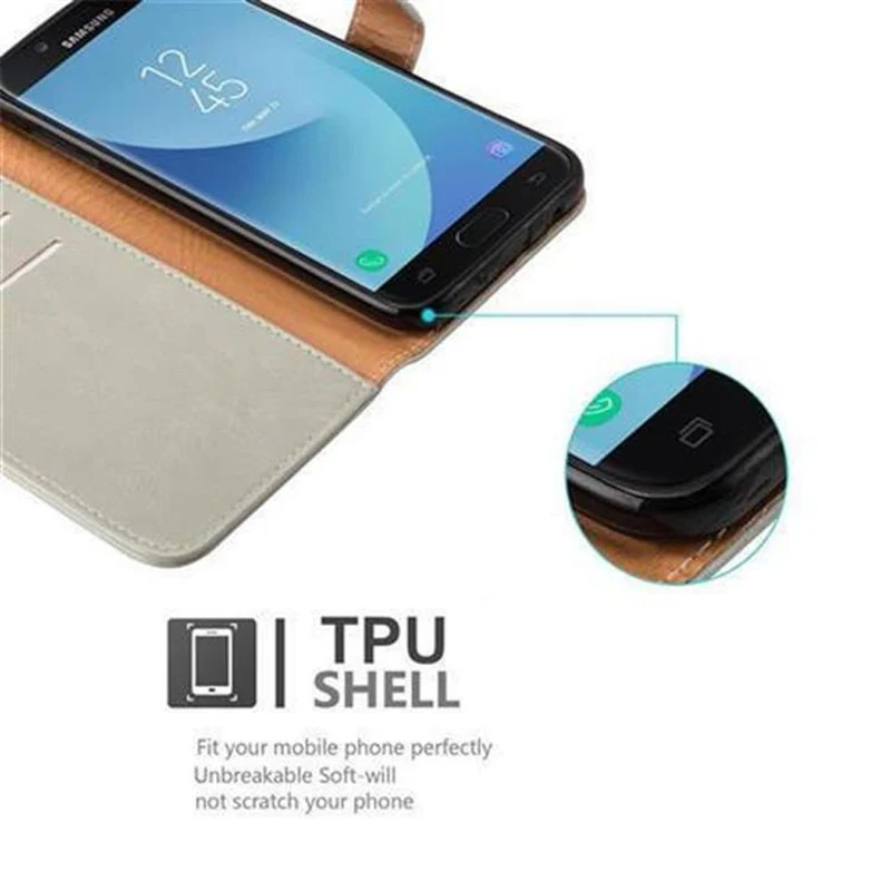 Cadorabo Hülle kompatibel mit Samsung Galaxy J5 2017 / J5 PRO Schutzhülle mit Magnetverschluss, Standfunktion und Kartenfach