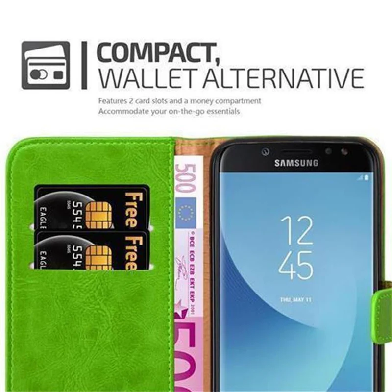 Cadorabo Hülle kompatibel mit Samsung Galaxy J3 2017 Schutzhülle mit Magnetverschluss, Standfunktion und Kartenfach