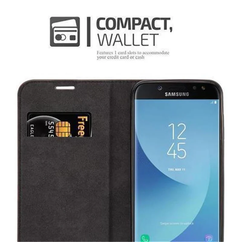 Cadorabo Hülle kompatibel mit Samsung Galaxy J7 2017 / J7 PRO Schutzhülle mit Magnetverschluss, Standfunktion und Kartenfach