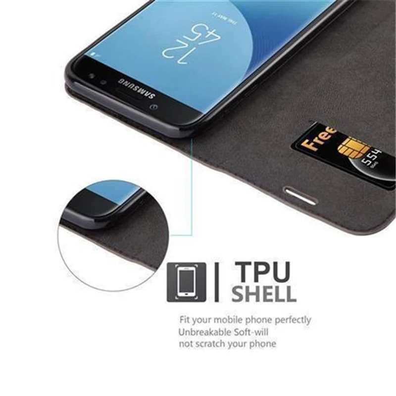 Cadorabo Hülle kompatibel mit Samsung Galaxy J7 2017 / J7 PRO Schutzhülle mit Magnetverschluss, Standfunktion und Kartenfach