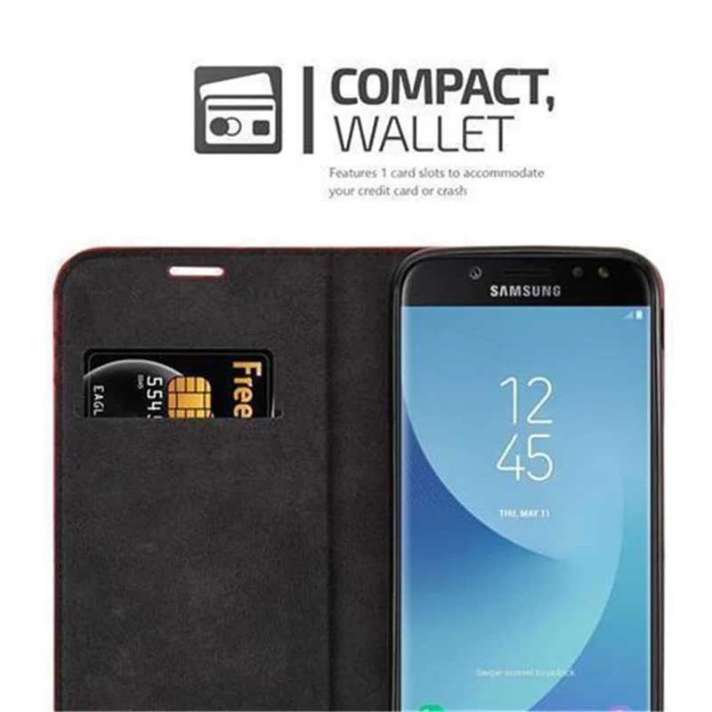 Cadorabo Hülle kompatibel mit Samsung Galaxy J7 2017 / J7 PRO Schutzhülle mit Magnetverschluss, Standfunktion und Kartenfach