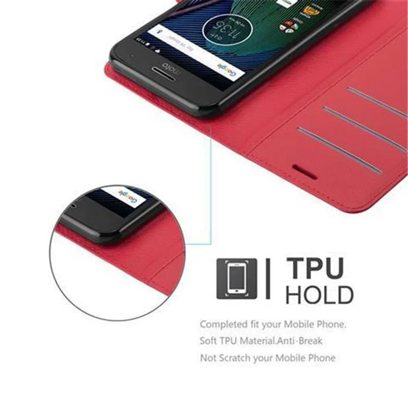 Cadorabo Hülle kompatibel mit Motorola MOTO G5 PLUS Schutzhülle mit Magnetverschluss, Standfunktion und Kartenfach