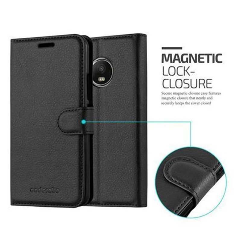 Cadorabo Hülle kompatibel mit Motorola MOTO G5 PLUS Schutzhülle mit Magnetverschluss, Standfunktion und Kartenfach
