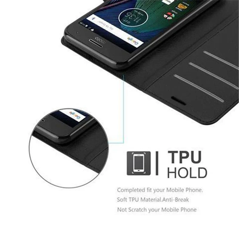 Cadorabo Hülle kompatibel mit Motorola MOTO G5 PLUS Schutzhülle mit Magnetverschluss, Standfunktion und Kartenfach