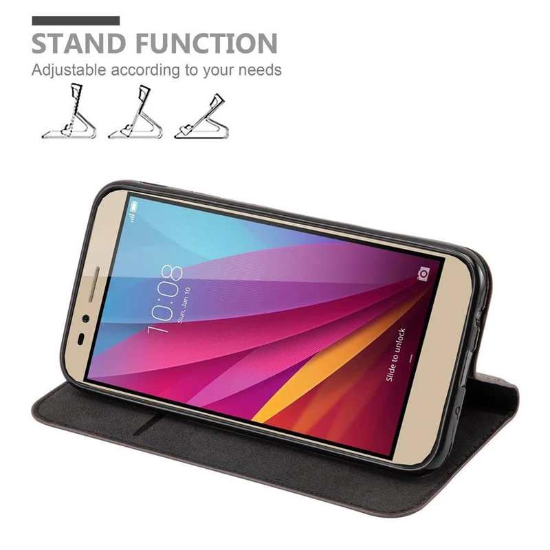 Cadorabo Hülle kompatibel mit Honor 5X / Play 5X / Huawei GR5 2016 Schutzhülle mit Magnetverschluss, Standfunktion und Kartenfach