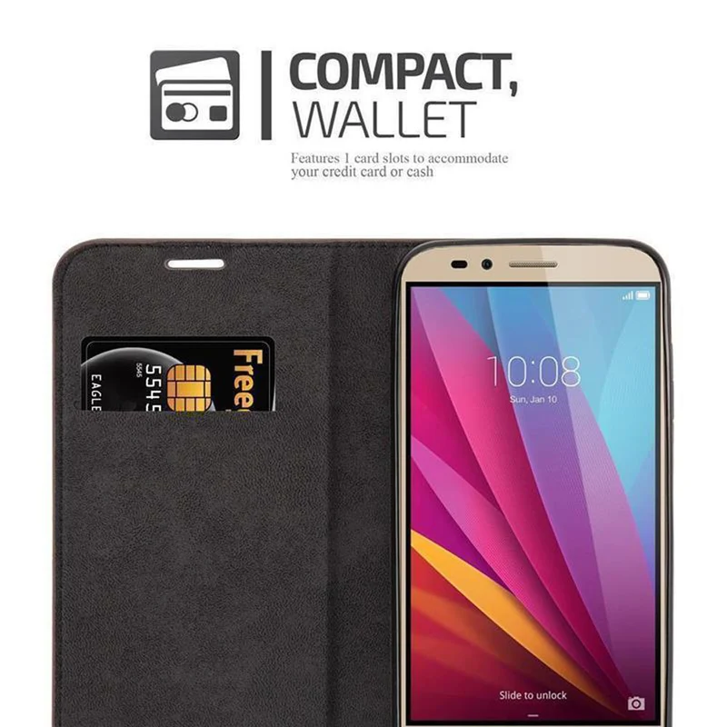 Cadorabo Hülle kompatibel mit Honor 5X / Play 5X / Huawei GR5 2016 Schutzhülle mit Magnetverschluss, Standfunktion und Kartenfach