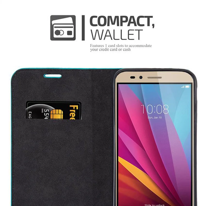 Cadorabo Hülle kompatibel mit Honor 5X / Play 5X / Huawei GR5 2016 Schutzhülle mit Magnetverschluss, Standfunktion und Kartenfach