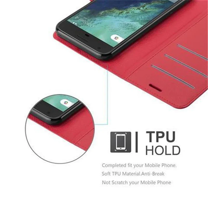 Cadorabo Hülle kompatibel mit Google PIXEL Schutzhülle mit Magnetverschluss, Standfunktion und Kartenfach