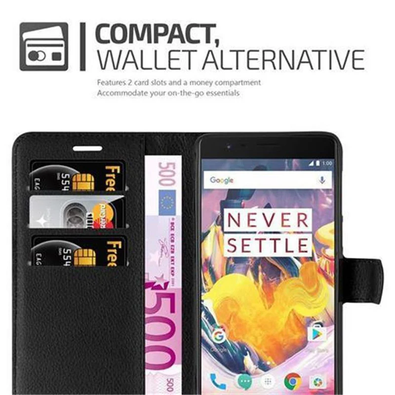 Cadorabo Hülle kompatibel mit OnePlus 3 / 3T Schutzhülle mit Magnetverschluss, Standfunktion und Kartenfach
