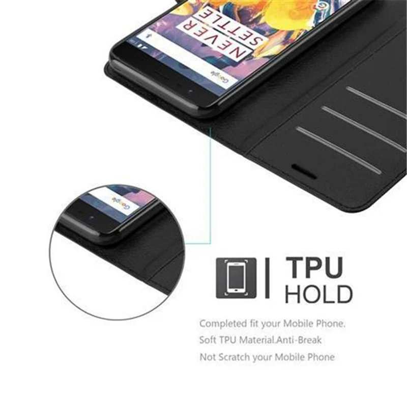 Cadorabo Hülle kompatibel mit OnePlus 3 / 3T Schutzhülle mit Magnetverschluss, Standfunktion und Kartenfach