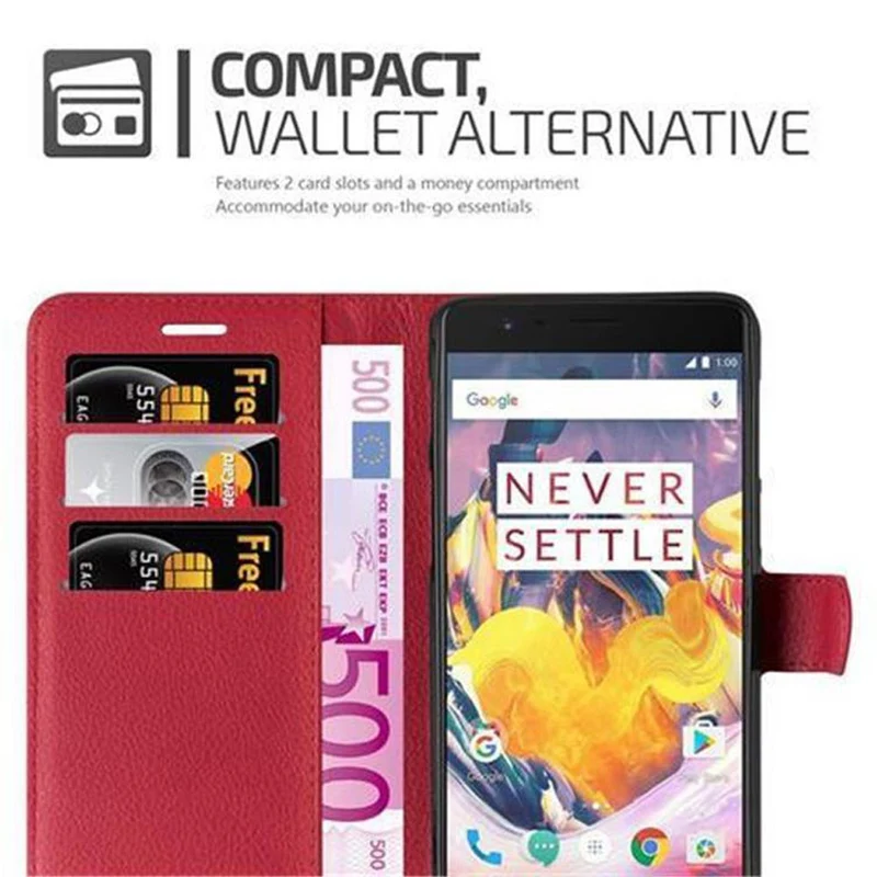 Cadorabo Hülle kompatibel mit OnePlus 3 / 3T Schutzhülle mit Magnetverschluss, Standfunktion und Kartenfach