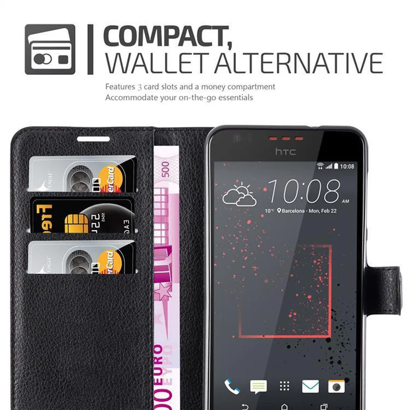 Cadorabo Hülle kompatibel mit HTC Desire 10 LIFESTYLE / Desire 825 Schutzhülle mit Magnetverschluss, Standfunktion und Kartenfach