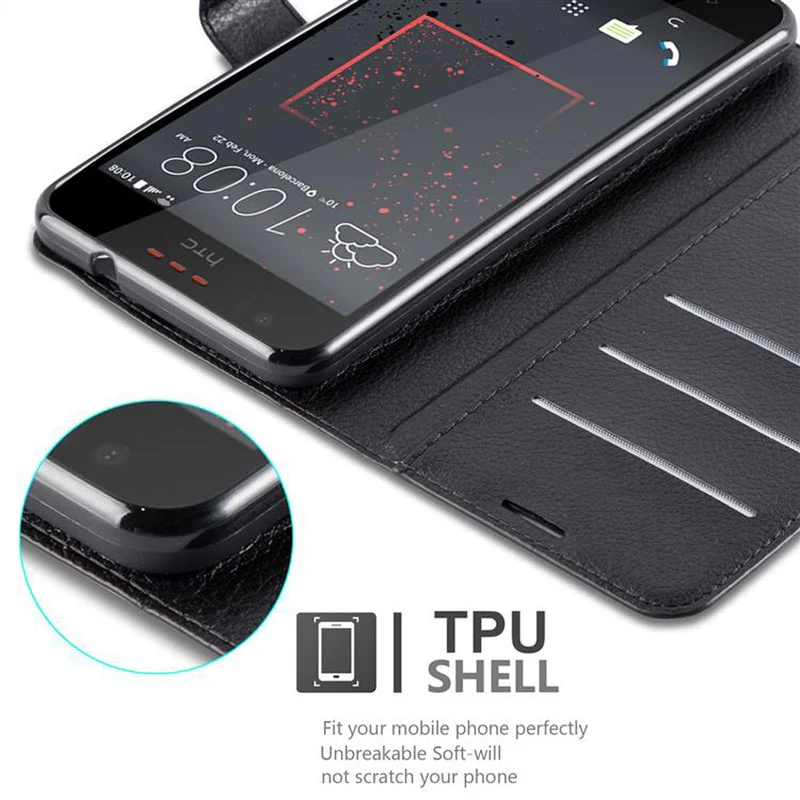 Cadorabo Hülle kompatibel mit HTC Desire 10 LIFESTYLE / Desire 825 Schutzhülle mit Magnetverschluss, Standfunktion und Kartenfach