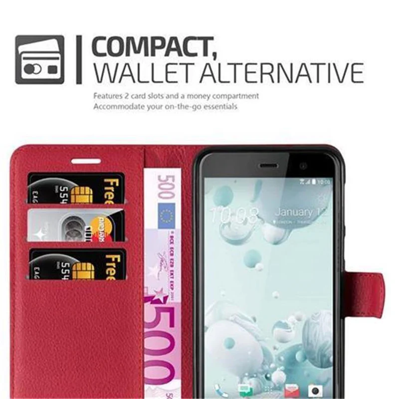 Cadorabo Hülle kompatibel mit HTC U PLAY Schutzhülle mit Magnetverschluss, Standfunktion und Kartenfach