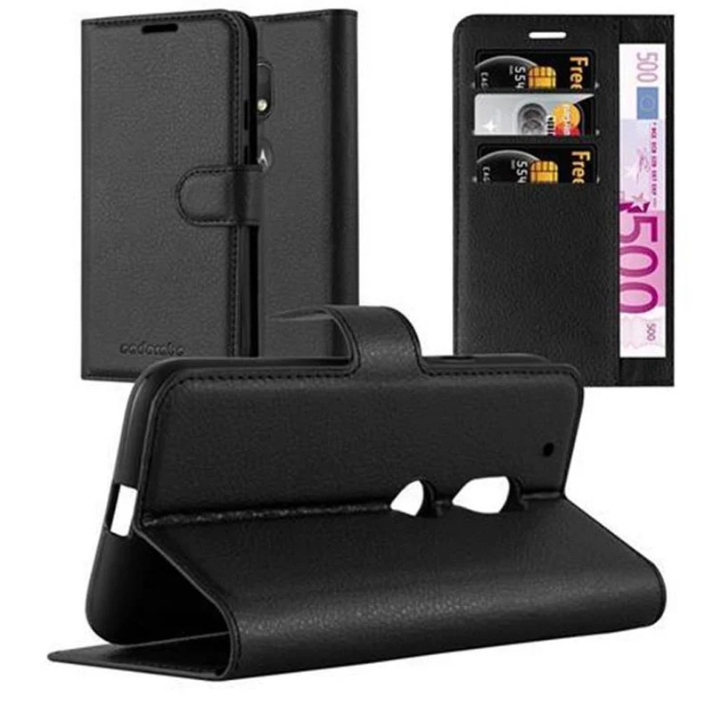 Cadorabo Hülle kompatibel mit Motorola MOTO G4 PLAY Schutzhülle mit Magnetverschluss, Standfunktion und Kartenfach