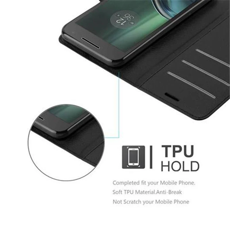 Cadorabo Hülle kompatibel mit Motorola MOTO G4 PLAY Schutzhülle mit Magnetverschluss, Standfunktion und Kartenfach