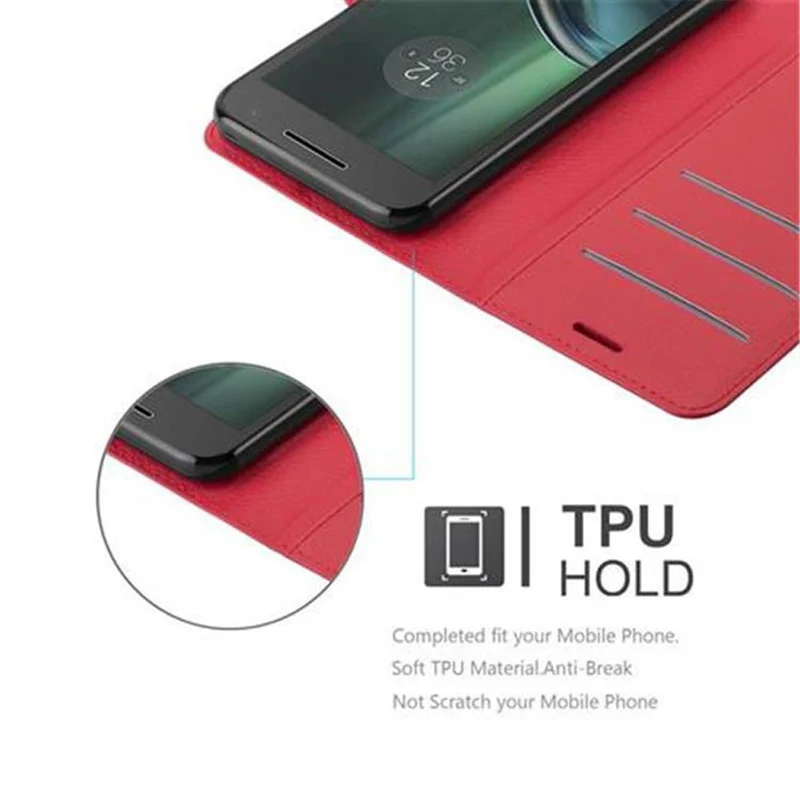 Cadorabo Hülle kompatibel mit Motorola MOTO G4 PLAY Schutzhülle mit Magnetverschluss, Standfunktion und Kartenfach