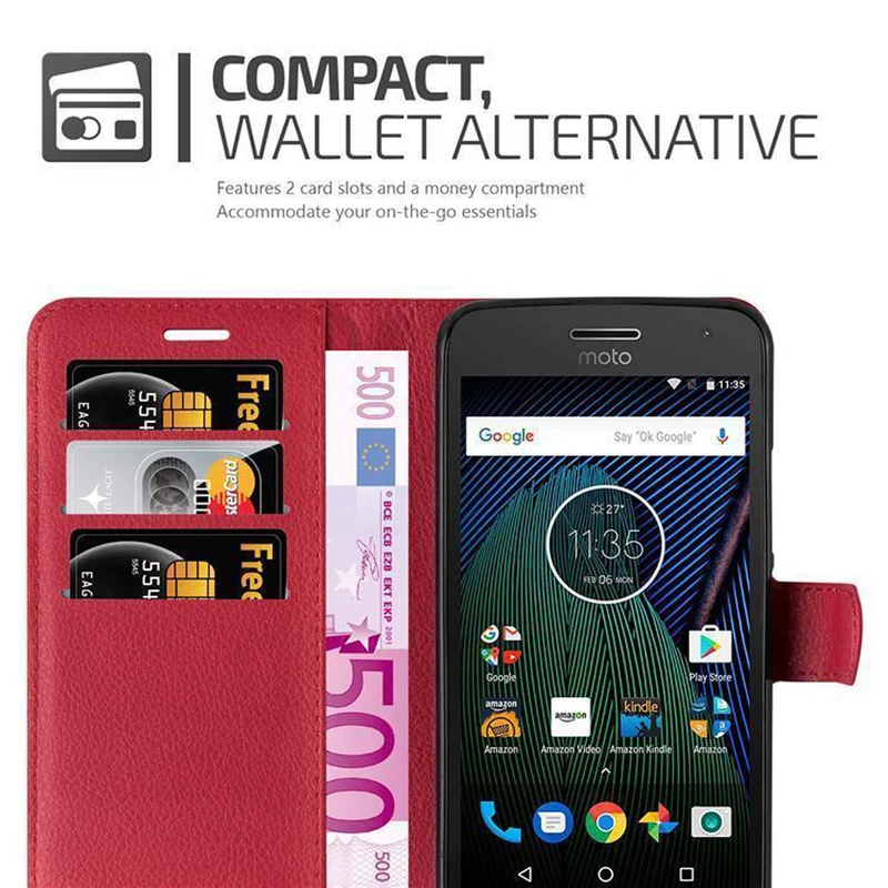 Cadorabo Hülle kompatibel mit Motorola MOTO G5 Schutzhülle mit Magnetverschluss, Standfunktion und Kartenfach