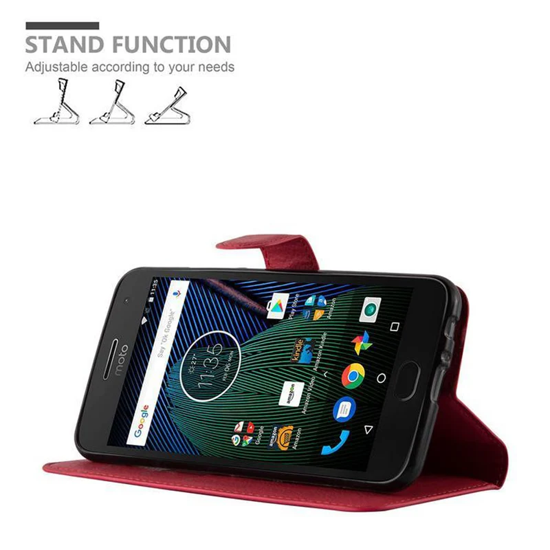 Cadorabo Hülle kompatibel mit Motorola MOTO G5 Schutzhülle mit Magnetverschluss, Standfunktion und Kartenfach