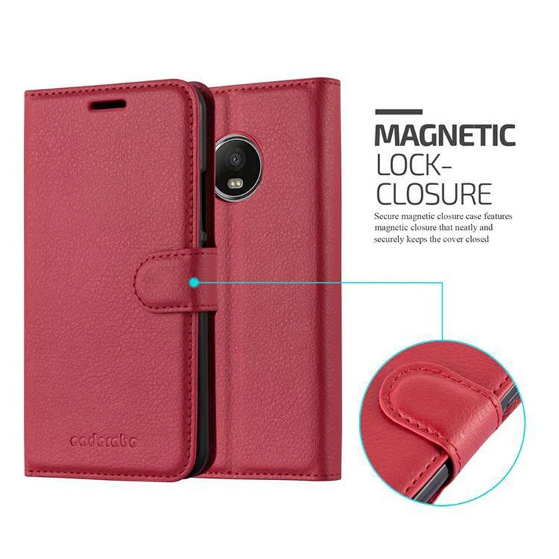Cadorabo Hülle kompatibel mit Motorola MOTO G5 Schutzhülle mit Magnetverschluss, Standfunktion und Kartenfach