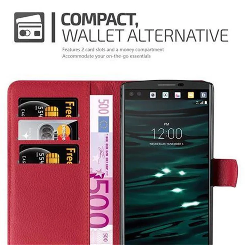 Cadorabo Hülle kompatibel mit LG V10 Schutzhülle mit Magnetverschluss, Standfunktion und Kartenfach