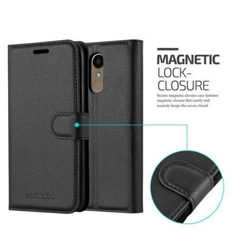 Cadorabo Hülle kompatibel mit LG K10 2017 Schutzhülle mit Magnetverschluss, Standfunktion und Kartenfach