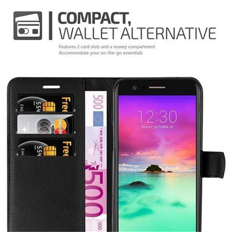 Cadorabo Hülle kompatibel mit LG K10 2017 Schutzhülle mit Magnetverschluss, Standfunktion und Kartenfach