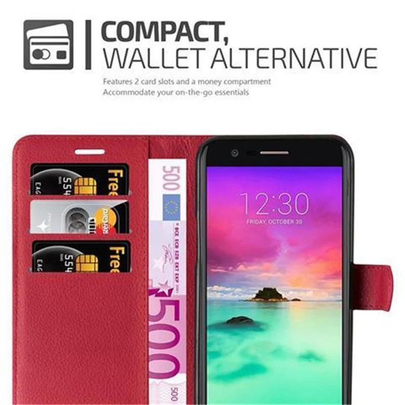 Cadorabo Hülle kompatibel mit LG K10 2017 Schutzhülle mit Magnetverschluss, Standfunktion und Kartenfach
