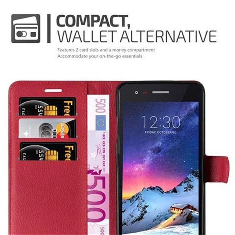 Cadorabo Hülle kompatibel mit LG K8 2017 Schutzhülle mit Magnetverschluss, Standfunktion und Kartenfach
